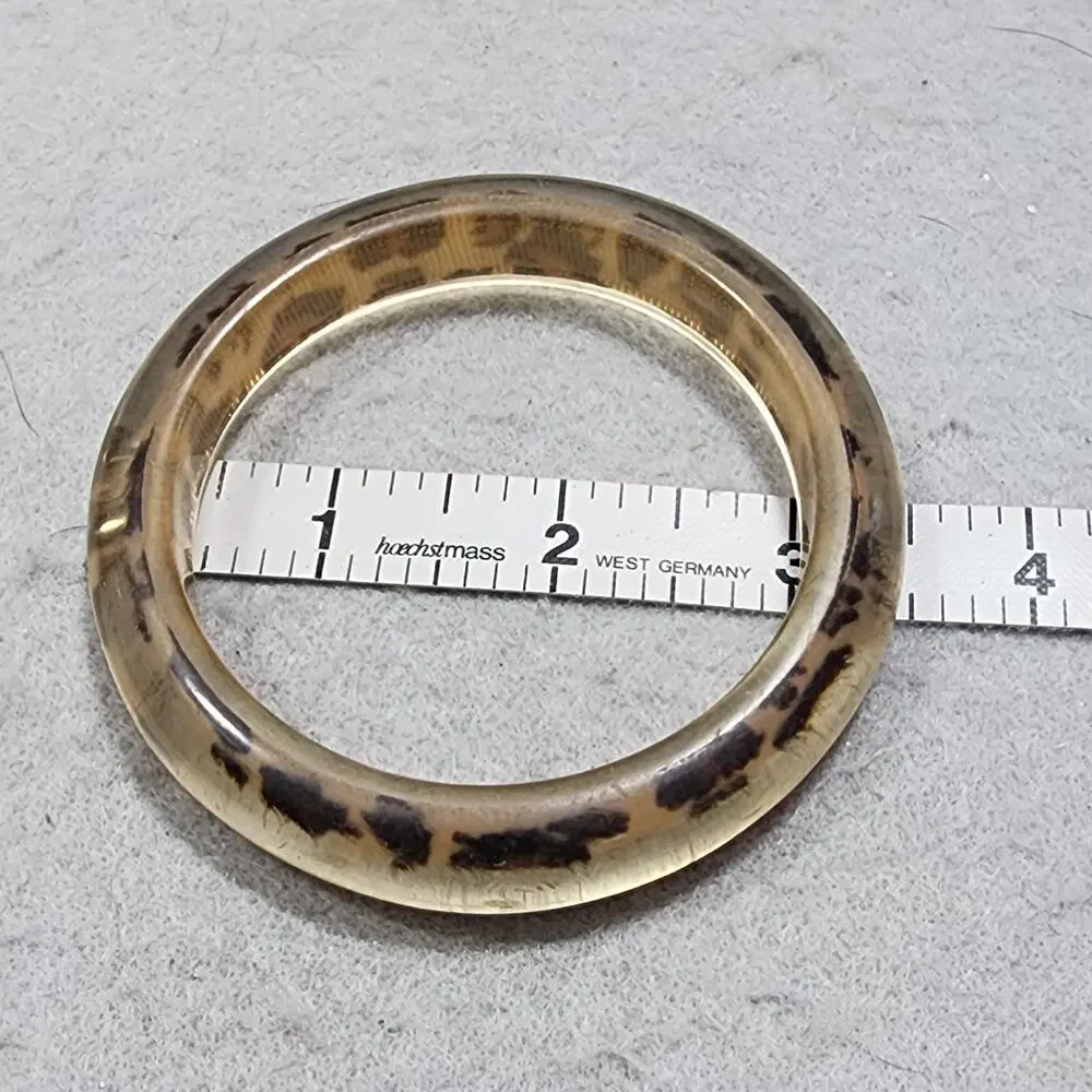 Leopard Animal Print Bangle Bracelet Acrylic-Lucite Vintage 1980s Retro Boho